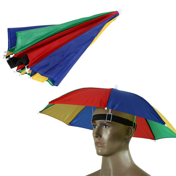 55cm Foldable Headwear Umbrella Fishing Hiking Hat Cap Camping Headwear